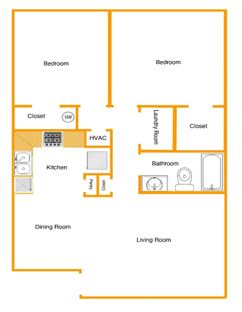 a floor plan of a two bedroom apartment